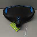 Oversized Bike Seat for Men & Women Comfort, Extra Wide Bicycle Seat Cushion, Comfortable Wing Padded, Large Replacement Saddle for Peloton, Stationary Exercise Bike, Ebike, Cruiser, City Bike (Blue)