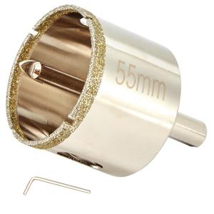 2 1/8 Inch (55mm) Diamond Hole Saw with Pilot Bit, Easy Drilling 2 1/8" Tile Drill Bits for Porcelain Tile, Granite, Ceramic, Marble, Glass, Stones, 1 3/8" Depth of Cut