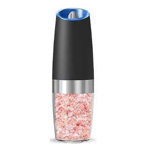 Gravity Electric Salt Or Pepper Grinder, Automatic Salt Or Pepper Grinder, Adjustable Roughness, Battery Powered, LED Light, 1 Pack, (Black)