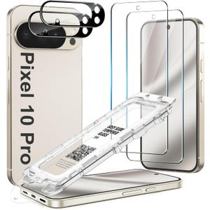 3 x 2 Pack Screen Protector Compatible with Pixel 10 Pro 5G - 2 Tempered Glass Camera Lens Protector Accessories - Auto-Dust Removel - Bubble Free - Military Grade Shatterproof (for PIXEL 10 PRO-6.3 Inch)