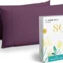 Carressa Linen 100% Egyptian Cotton Standard/Queen Size Pillow Cases Set of 2-800 Thread Count Pillow Cover - Soft, Breathable, Cooling Pillowcases Set of 2 for Standard/Queen Pillows - Plum
