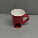 AMZWISH Mini Sweet Fondue Cup, Ceramic Coffee Warmer Mug, Portable Chocolate Melting Cup with Fork for Cheese, Great for Adult/Kids for Camping/Date/Movie Night/Birthday/Wedding Gifts (Red)