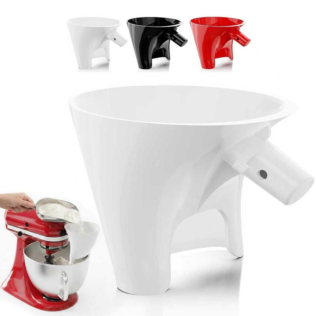 Flour Funnel for Kitchen Aid Mixer, Fits Tilt-Head 4.55 Qt (KSM150), 2026 New Kitchen Aid Attachments for Stand Mixer, Durable Dishwasher-Safe Baking Tool (White)