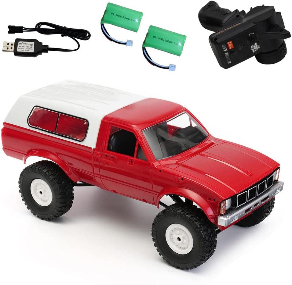 The perseids RC Rock Crawler RC Trucks 4x4 Pickup 1:16 Remote Control Car 2.4G Off-Road RC Crawler Semi Truck and Trailer All Terrain RTR Racing Vehicles Pickup with 2 Batteries (WPL C24)