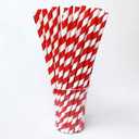 Biodegradable Striped Paper Straws,Paper Drinking Straws for Party, Events and Crafts,Baby Shower Decorations 7.75 Inches, Red White Striped - 100 Pack