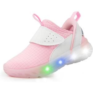 LOUGSIN Toddler Girls Light Up Shoes Led Flashing Running Sneakers for Toddler Pink 10