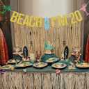 2 x Gold Glitter Beach I'M 20 Banner, Beach Surfing Surfboard Cheers to 20 Years Decor, Summer Hawaiian Luau Tropical Themed 20th Birthday Party Decorations Supplies