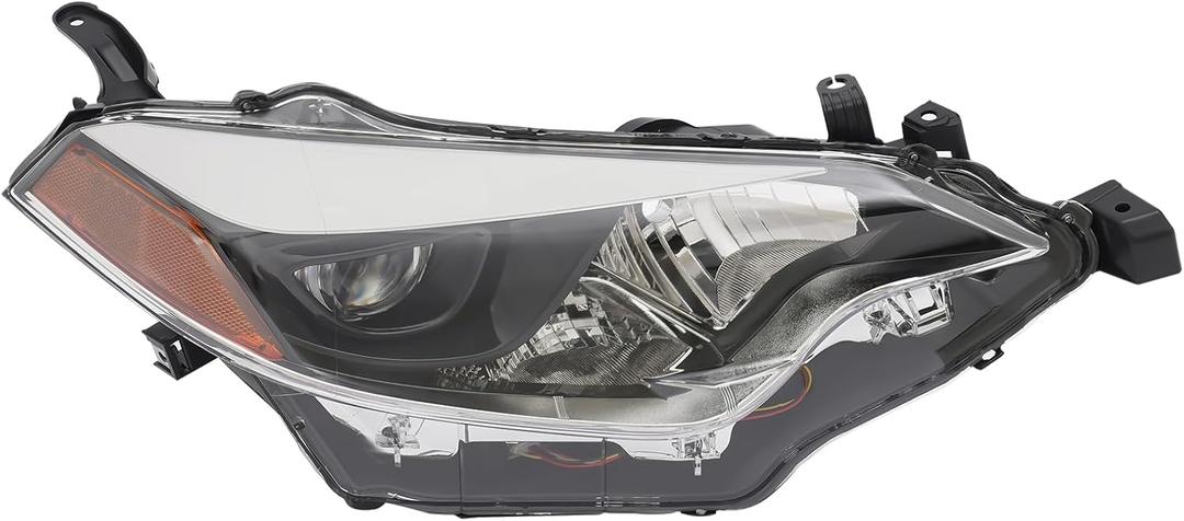 HalogenLED Headlight for Toyota Corolla 2014 2015 2016,Front Left Driver Side/Right Passenger Side Headlamps,Clear Lens Black Housing Head Lights Direct Replacement,8115002E60,8111002E60 (Right)
