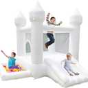POYOUNGHU White Bounce House, House with Blower, Inflatable Bouncer, Children's Toy, Sewn Extra Thick Material for Durability
