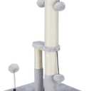 Dimaka Tall Cat Scratching Post, Double Lower Posts Extra Stable Cat Post Tree Scratcher with Sisal Rope and Teasing 4 Balls Total Large Base (Grey)