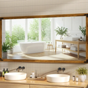 Hasipu Farmhouse Bathroom Mirror, 60"x30" Rustic Wood Framed Wall Mounted Mirror, Walnut Vintage Vanity Mirror Modern Farmhouse Style Decrative Mirrors