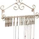 MyGift Jewelry Organizer - Wall Mounted Black Metal Scrollwork Design Necklace Holder Jewelry Display Storage Rack with 20 Hanging S-Hooks
