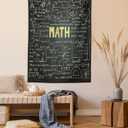 Lunarable Mathematics Classroom Tapestry, Dark Blackboard Backdrop with Math Equations Geometry Axis Art, Fabric Wall Hanging Decor for Bedroom Living Room Dorm, 23" X 28", Green Yellow