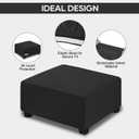 NeColorLife Velvet Ottoman Cover, Stretchable Footrest Slipcover with Elastic Band, Thick Stool Cover for Rectangle or Square Storage Ottoman (Large, Black)