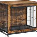Feandrea Dog Crate Furniture, 27.2" Side End Table, Modern Kennel for Dogs Indoor up to 30 lb, Heavy-Duty Dog Cage with Multi-Purpose Removable Tray, Double-Door Dog House, Rustic Brown UPFC001X01