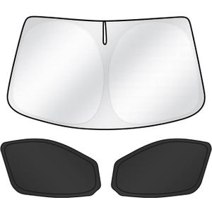 T TGBROS Sun Shade for Ford Transit 2015-2025 Windshield Front Side Window Sun Shade Car Window Shades Privacy for Transit Van Mid/High Roof Accessories Foldable Black Out Window Cover 3PCS