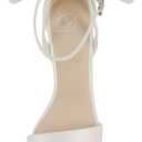 Delicious Everly ~ Women Ankle Strap Low Heel Bridal Dress Sandals (White)
