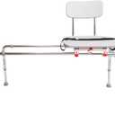 Eagle Health Supplies Sliding Shower Chair Tub Transfer Bench with Swivel Seat, FSA/HSA Eligible, Height Adjustable Shower Benches for Inside Shower, for Elderly and Disabled, Extra Long, 77692