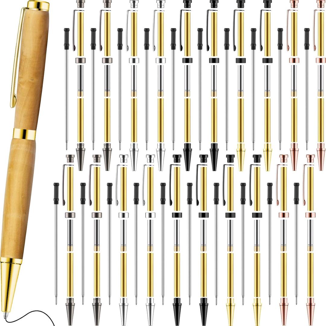Colarr 20 Pcs 7mm Slimline Pen Kit with Refill Wood Turning Twist Pen Kit Lathe Turning Supplies for DIY Copper Making Friend Teacher Students Gifts(Assorted Color)