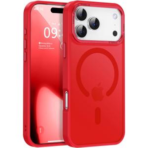 Newfuture Magnetic for iPhone 17 Pro Max Case [Compatible with Magsafe] [Military Grade Drop Protection] Translucent Matte Anti-Scratch Shockproof Protective Phone Cover 6.9 Inch, Red