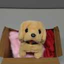 deAO Dog Toys for Kids Stuffed Dog Plush Toys with Carrier Cage,Pet Mat Pretend Play Puppy Pet Care Feeding Playset Toys Gifts for Boys Girls 3 4 5 6 Year Old