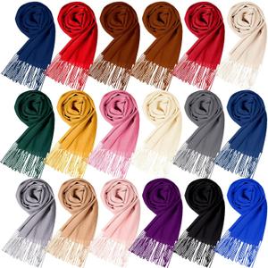 Suhine Scarf Bulk for Women Men, Graduation Gift Bulk Soft Lightweight Large Shawls Wraps Tassel Edge 13.8x78.8 Inch (Multi Color)