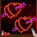 [Large Size & Remote Control] 2 Pack Valentines Day Decorations 12 Inch Windows Lights 88 LED Red & Pink Cupid's Arrow Hearts Lights 8 Modes Timer USB Powered Valentines Decor for Wedding Anniversary,Red & Pink