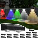 Solar Fence Lights Outdoor 16 Pack, Warm White & Cool White & 6 Colored+RGB Color Changing, High Bright LED Spot Lens Deck Lights Dusk to Dawn for Backyard Stair Railing Patio Wall, IP65 Waterproof