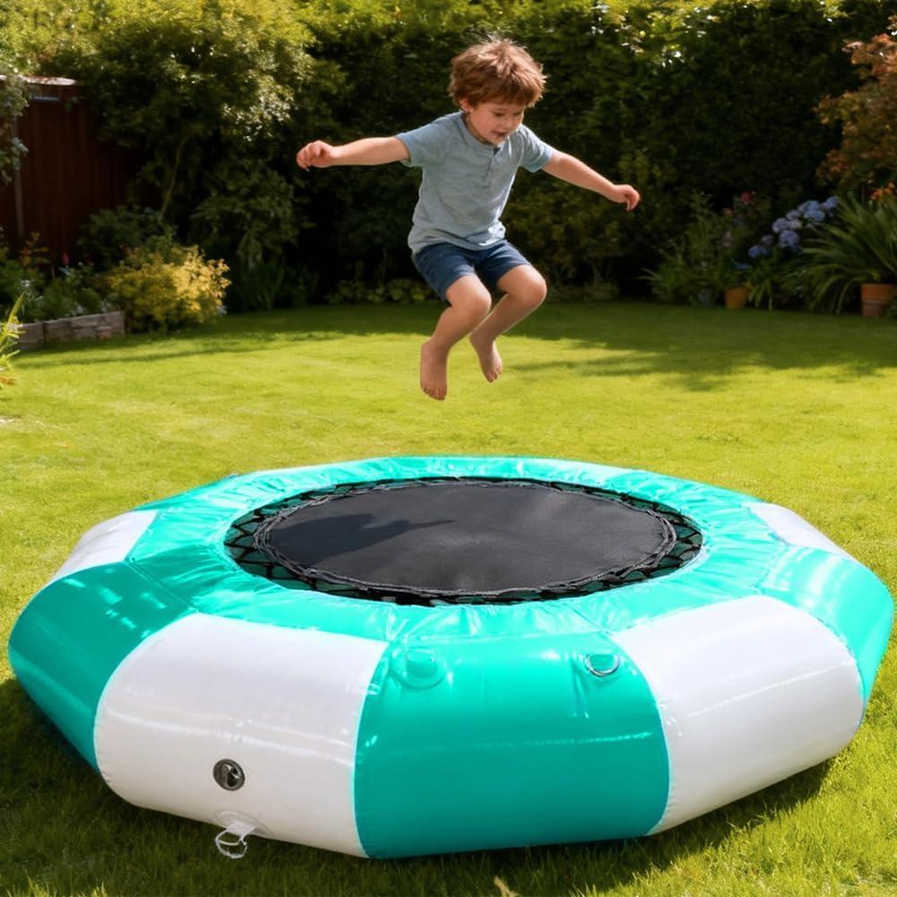 Inflatable Water Trampoline for Lake Pool, 8.2/10/12FT Recreational Water Bouncer, Portable Bounce Swim Platform for Kids Adults Floating Rebounder