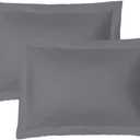 iMaylex Soft and Breathable 100% Egyptian Cotton Envelope Pillow Shams, Silk Like and Cozy Decorative Pillow Covers, Set of 2, Dark Grey, King