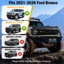 Bronco Hood Deflector for 2021-2026 Ford Bronco 2-Door & 4-Door, Matte Black ABS Bug Shield, No-Drill 3M Tape, Low-Profile Hood Deflector Against Bugs & Road Debris, Not for Bronco Sport