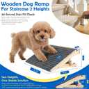 Dog Ramp for Stairs 2 Pack - Adjustable Solid Wood Stair Wedges for Small & Senior Dogs, Foldable Indoor Pet Ramp with 2 Heights (4.2"/5.1"), Triangular Support & Non-Slip Carpet, No Assembly (13.7"L)