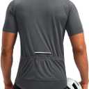 Bikewa Men's Cycling Jersey Moisture Wicking Short Sleeve UPF Half Zip Bike Road Riding Biking Shirts for Men Zipper Pockets (Dark Grey), L