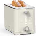 Martha Stewart 2 Slice Toaster, 10 Shade Settings with Defrost, Cancel, Bagel & Gluten-Free, Extra-Wide Self-Centering Slots for Waffles & Artisan Bread, Removable Crumb Tray, Cord Wrap, Linen White