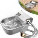 Automatic Water Dispenser for Dogs, 3L /101 oz 304 Stainless Steel Dog Water Feeder, Auto-Fill Large Waterer for Pets & Livestock, Outdoor Dog Water Bowl, Wide Mouth, Anti-tip, Easy to Clean (Silver)