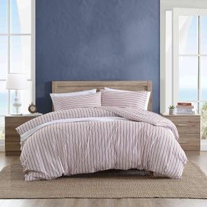 Nautica- King Duvet Cover, Cotton Reversible Bedding with Button Closure, Casual Home Dcor for All Seasons (Coleridge Stripe Red, King)