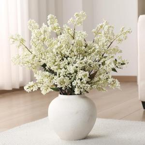 Dingion 3 Pcs 43 Inch White Berry Stem Artificial Spring Faux Sedum Stem Spray Flowers Realistic Flowers Branches Floral Picks for Vase Wedding Holiday Mantel DIY Harvest Seasonal Home Decor