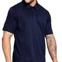 MIER Men's Quick Dry Polo Shirts Polyester Casual Collared Shirts Short Sleeve, Moisture-Wicking, Sun Protection, Dark Blue, XXL