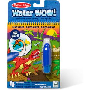 Melissa & Doug On The Go Water Wow! Mess Free Coloring Book, Reusable Water-Reveal Activity Pad, Dinosaurs, Travel Toys, Party Favors, for Toddlers & Kids Ages 3+
