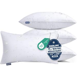Outdoor Pillows,12x20 Set of 4 Water Resistant Lumbar Pillows | Soft & Supportive Filling, Instant Rebound, Waterproof Throw Pillow for Patio,Indoor & Outdoor Use