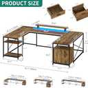 YITAHOME U Shaped Desk with Power Outlets & LED Lights, 79" Reversible L Shaped Desk with Drawers, Corner Computer Desk Office Desk with Monitor Stand & Storage Shelves, Light Brown