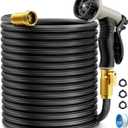 Garden Hose Non-Expandable 100ft, Outdoor and Garden Flexible Water Hose with 10 Function Nozzles, Portable, Kink-Free, Rust Proof, Lightweight Hose for Yard, Car Wash, Lawn, Camper, Easy to Store