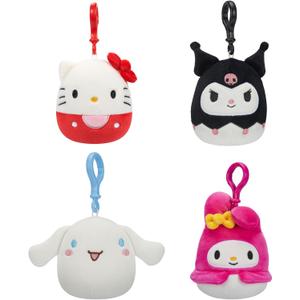 Squishmallows Original Sanrio 3.5-Inch Cinnamoroll, Hello Kitty, Kuromi, + My Melody 4-Pack  Official Jazwares Plush (Clips)