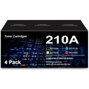 Remanufactured 210A Toner Cartridges Replacement for HP 210A Toner Cartridges 4 Pack for 210X W2100A W2101A W2102A W2103A for MFP 4301dw 4301fdn 4301fdw 4201dn 4201dw Printer