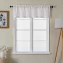 Chyhomenyc Cream Valance for Windows, Light Filtering Faux Linen Textured Small Kitchen Window Curtain, Rod Pocket Short Valance for Bathroom Laundry Basement, 60Wx14L inch, 1 Piece