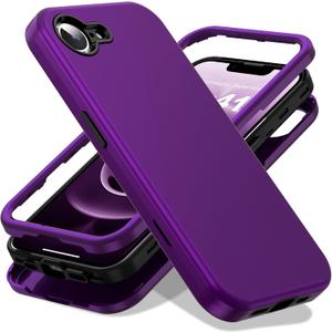 Designed for iPhone 16E Case 6.1'' with [Military Drop Protection][Compatible with Mag-Safe] Shockproof 16E Phone Case for Men Wowen,Purple