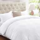 Cozyide White Duvet Cover Queen Size, Soft 3-Piece Seersucker Queen Duvet Cover Set, All Seasons Bedding Set with Zipper Closure and Corner Ties(90"x90", 2 Pillow Cases 20"x26")