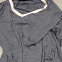 Haloumoning Women's Plus Size Tops Striped Long Sleeve V Neck T Shirts Color Block Casual Tunics Tee Shirt A-Navy Blue, Size XXL