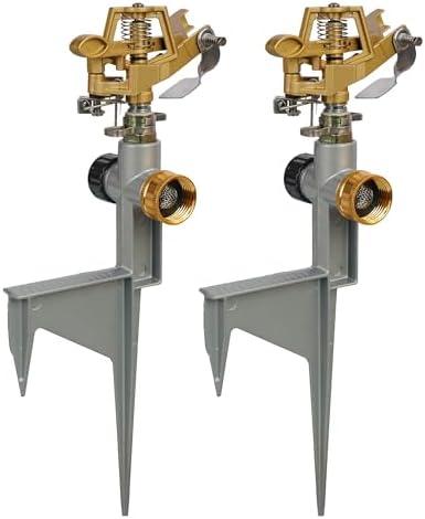 Zinc Alloy Impact Sprinklers for Yard, Pulsating Water Sprinkler Head on Spike Base, Adjustable Water Sprinklers for Large Area Patio Lawn Garden Irrigation