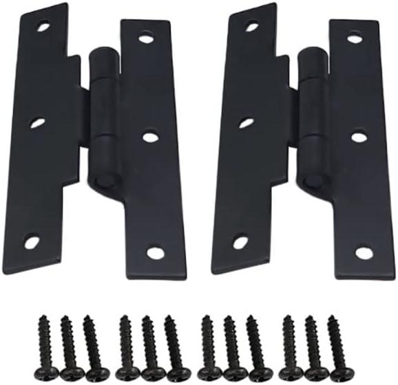 QCAA Black Steel Hinge Offset for Cabinet Door, 3/8", Matte Black, 2 Pack, Made in Taiwan
